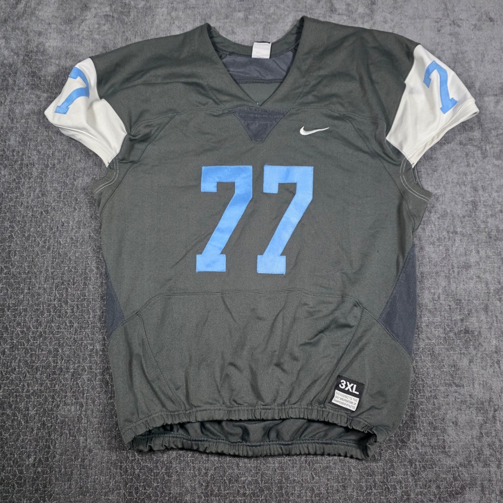 Nike Football Jersey Mens 3XL Gray Blue Number 77 Practice Shirt Mesh Elastic